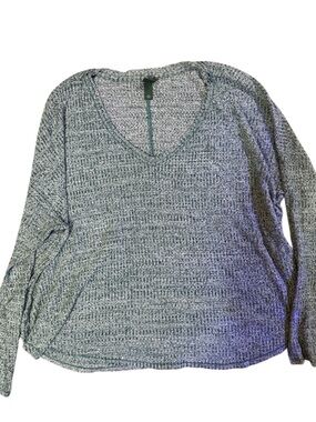 wild fable Teal Knit V-Neck Long Sleeve Top